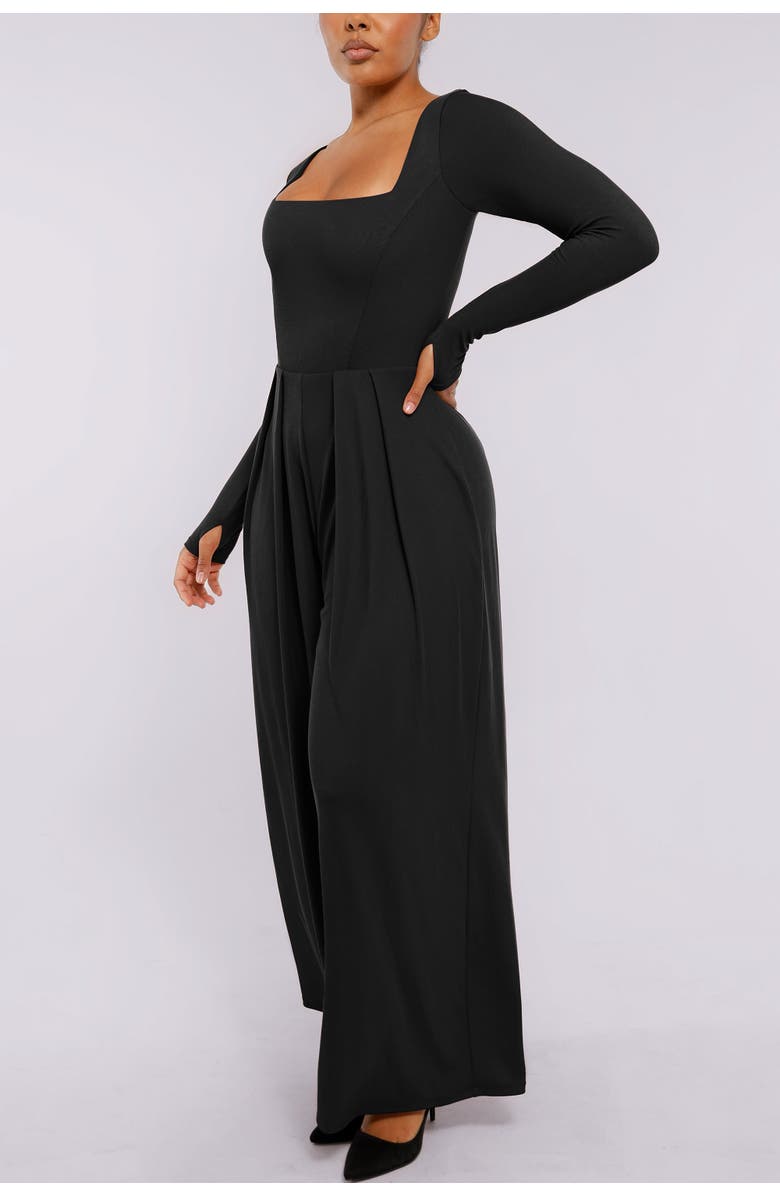 Shapellx Square Neckline Shaping Wide Leg Jumpsuit, Alternate, color, Black