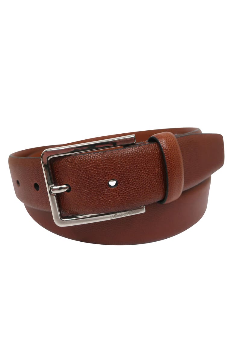 Top Grain Leather Embossed Belt, Alternate, color, Cognac