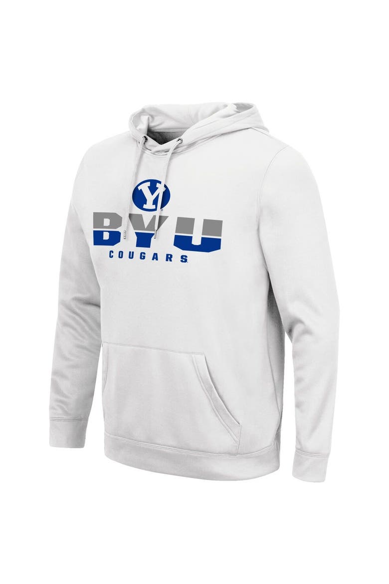 Men's Colosseum White BYU Cougars Lantern Pullover Hoodie, Alternate, color, White