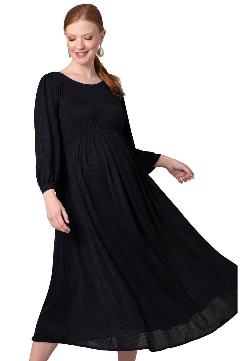 Isla Ribbed Jersey Dress, Alternate, color, BLACK