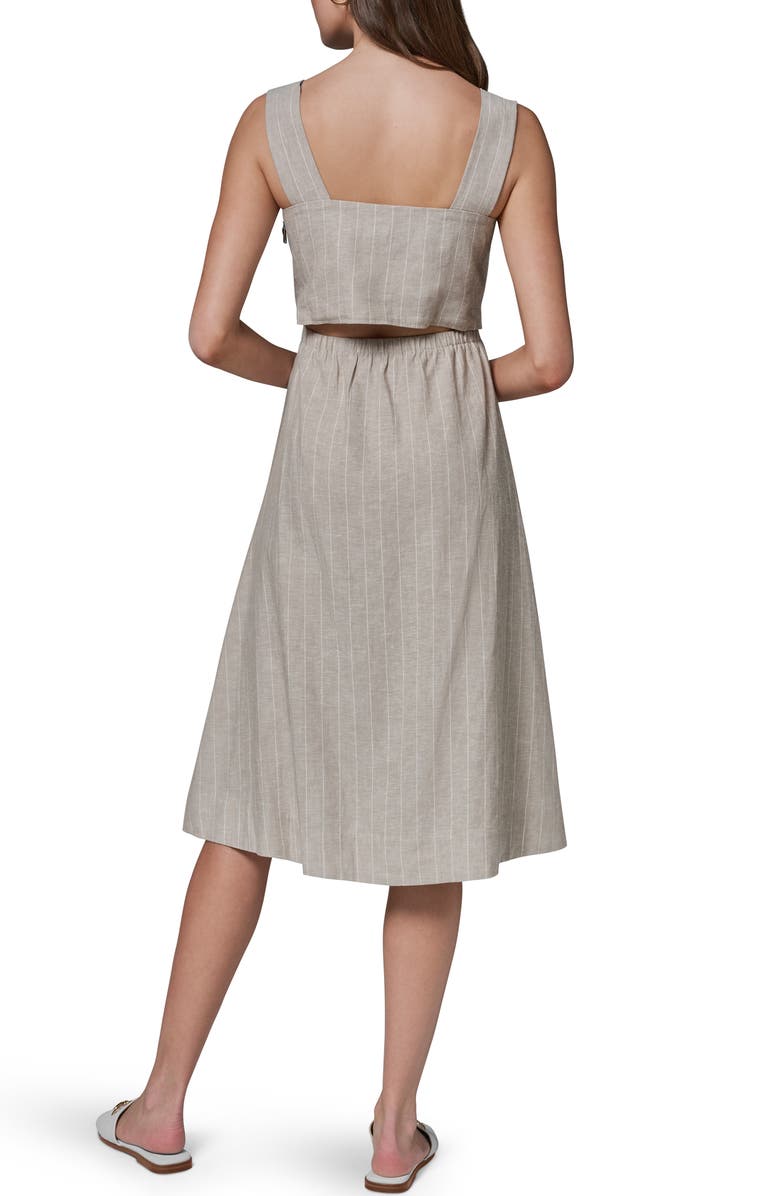 DONNA KARAN WEEKEND Stripe Linen Blend Midi Dress, Alternate, color, Tuscan Grey