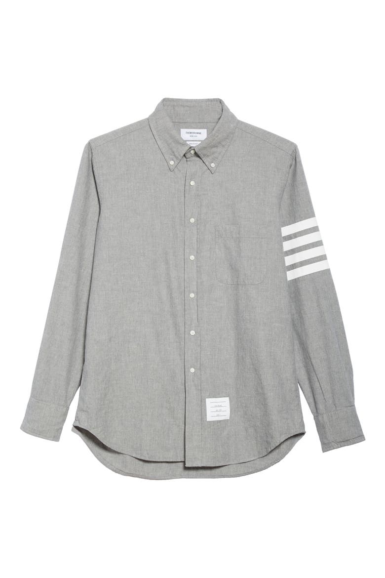 4-Bar Straight Fit Chambray Button-Down Shirt, Alternate, color, GREY