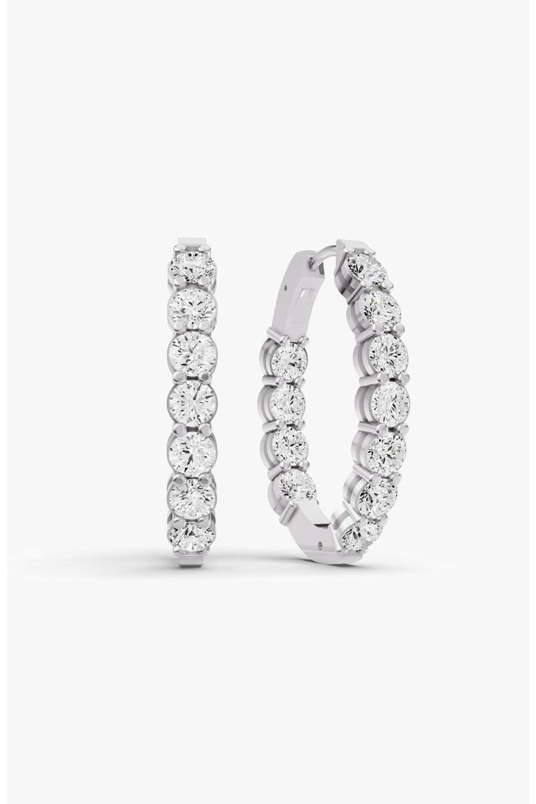 14K Gold 1 ct Sereia Earrings Hoop Diamonds, Main, color, White Gold