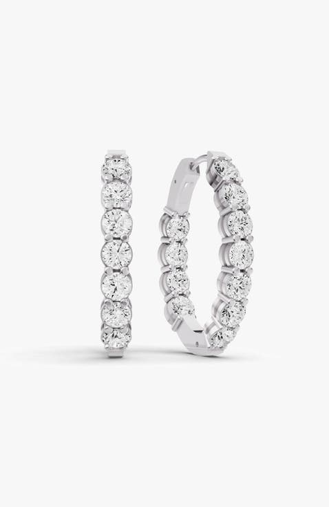 14K Gold 1 ct Sereia Earrings Hoop Diamonds