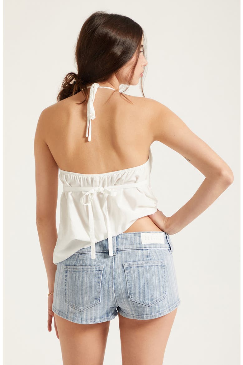 Tatum Stripe Low Rise Denim Micro Shorts, Alternate, color, LIGHT INDIGO