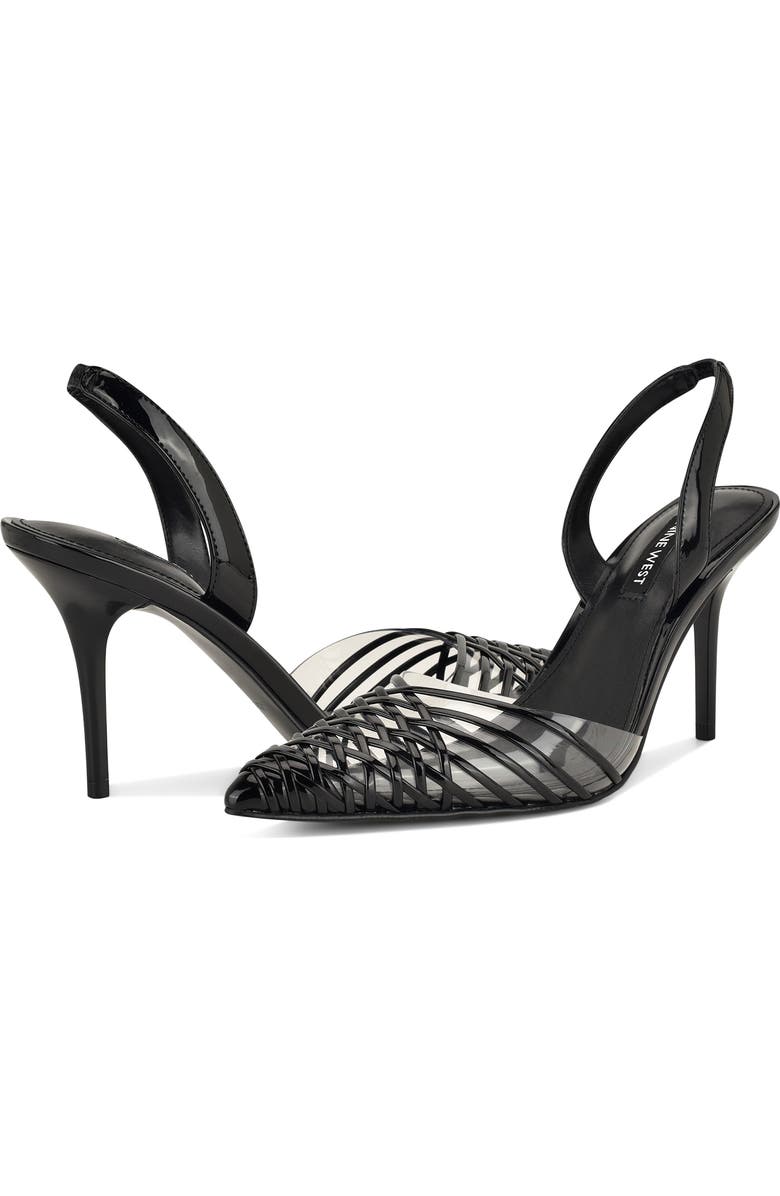 Nine West Pemma Slingback Pointed Cap Toe Pump, Alternate, color, Black