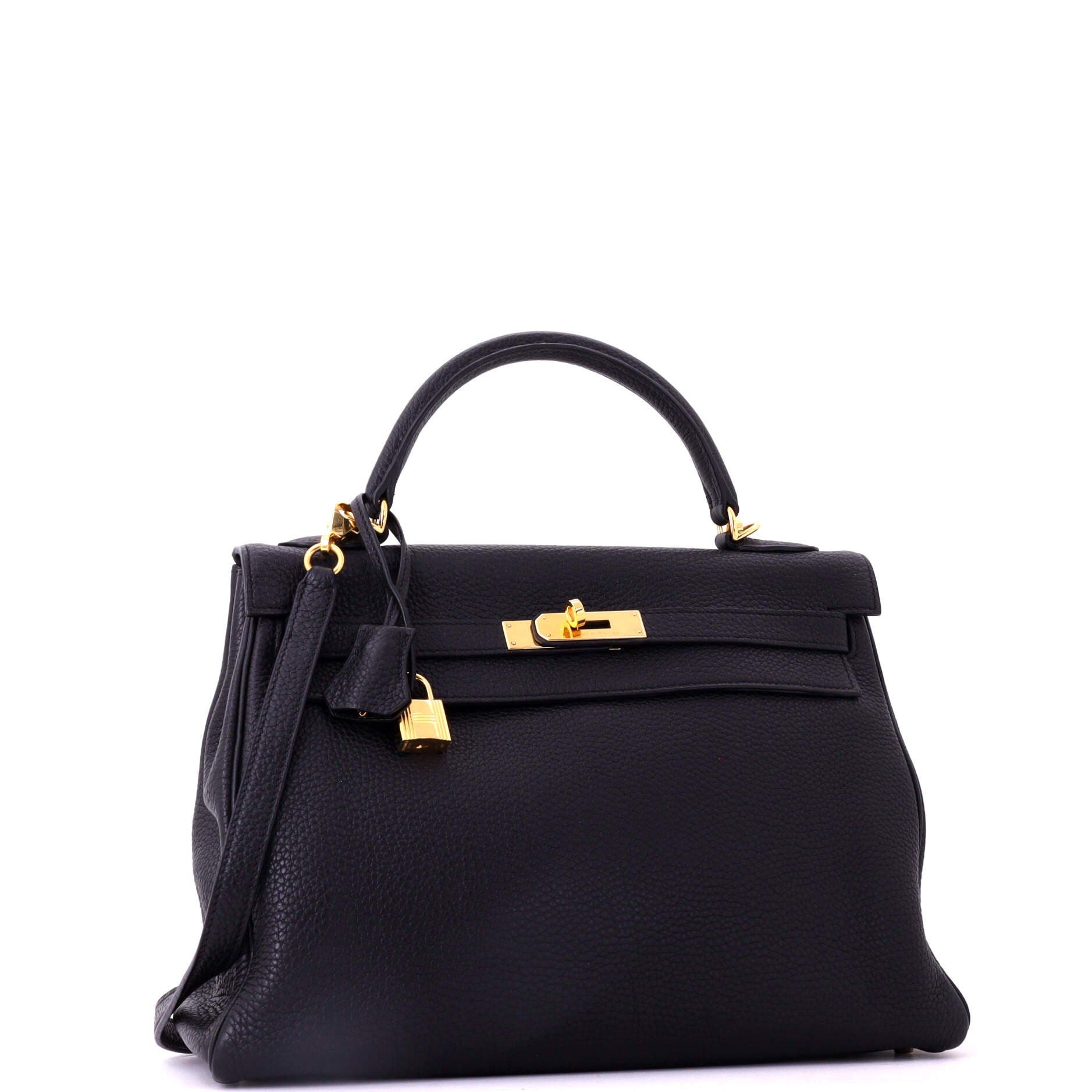 Pre-Owned Hermes Kelly Handbag Black Togo with Gold Hardware 32, Alternate, color, Noir