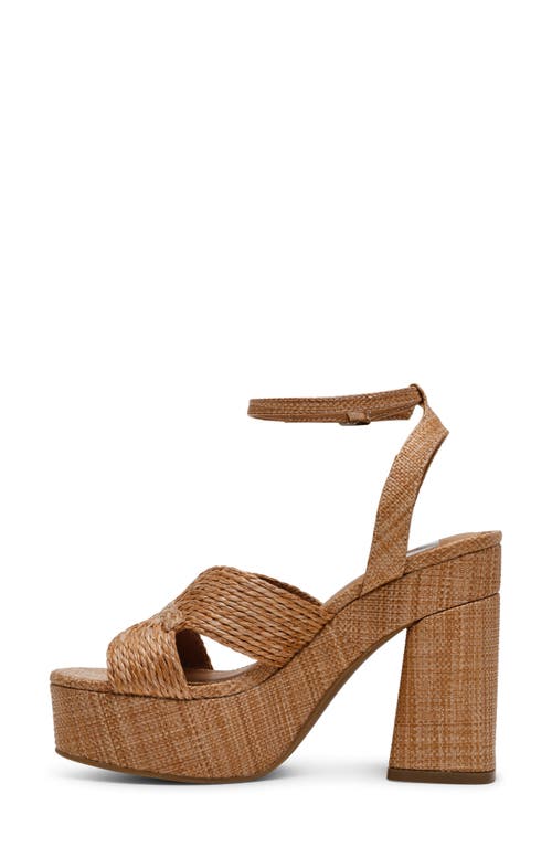 Dolce Vita Dv By  Waylan Raffia Platform Ankle Strap Sandal In Cafe
