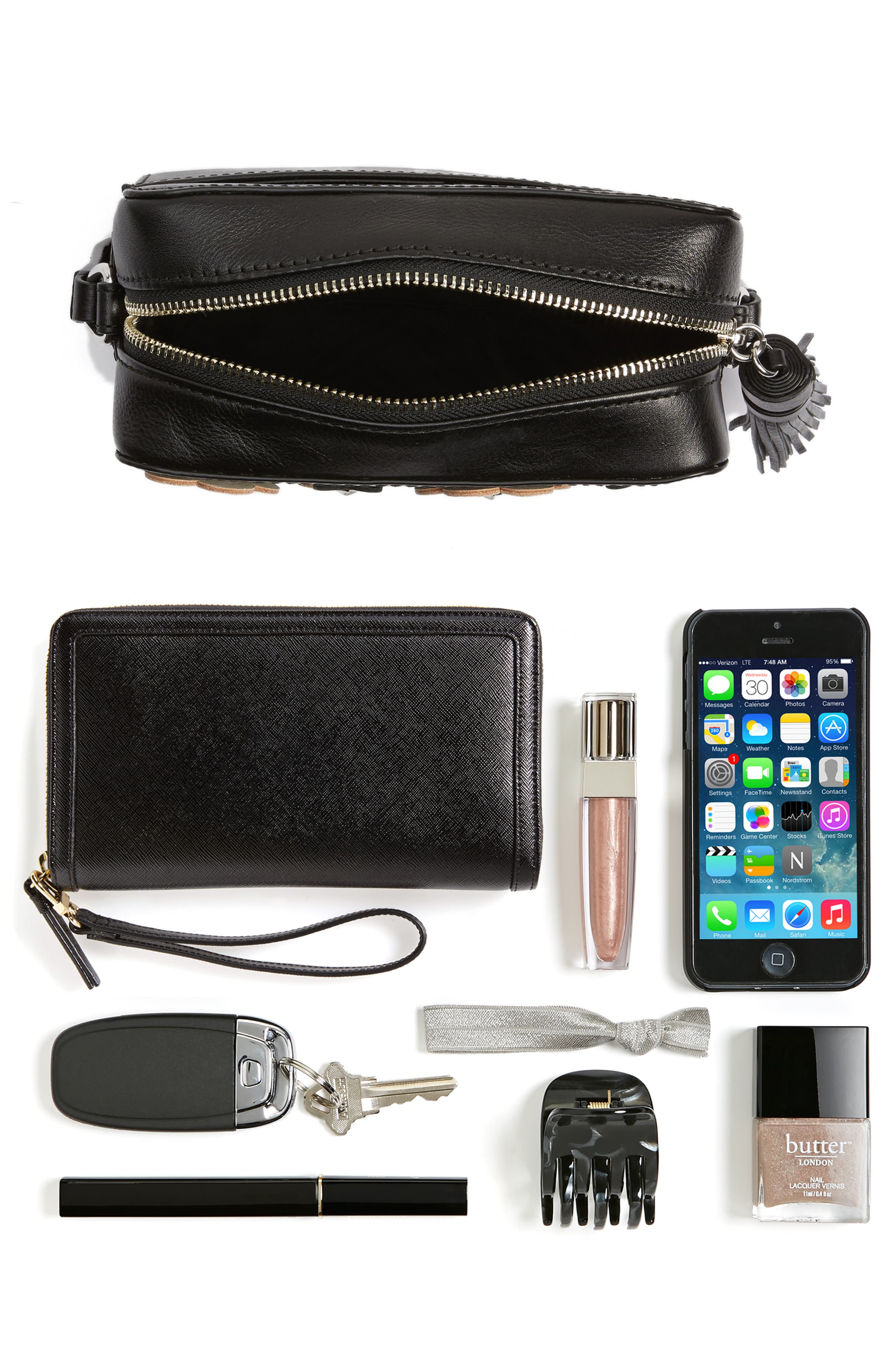 Rebecca Minkoff Floral Appliqué Leather Camera Bag, Alternate, color, 