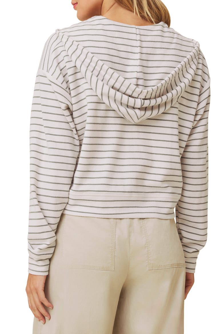 Kennedy Stripe Zip Front Hoodie, Alternate, color, PALE OAK WHITE/ GREEN