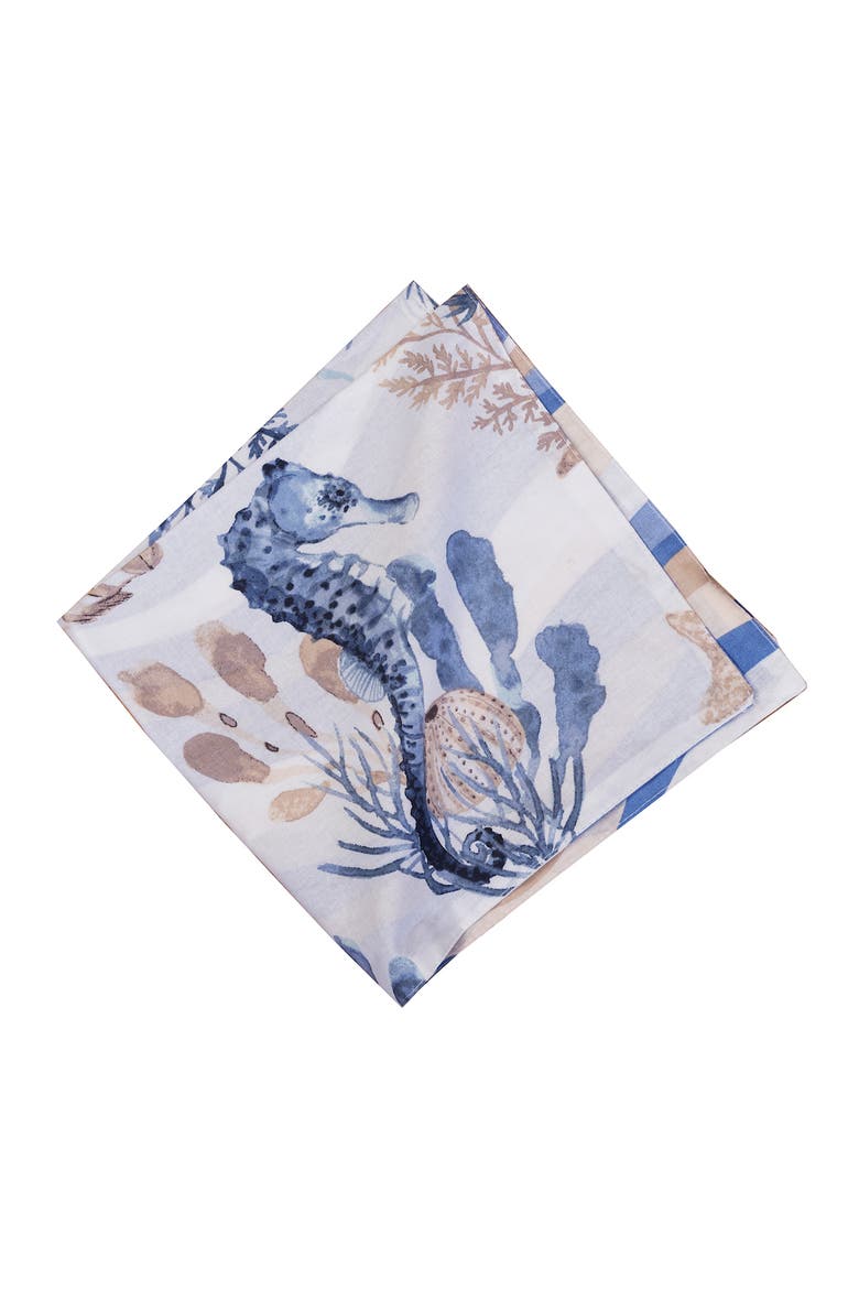 Seahorse Sands Reversible Graphic Print Machine Washable Napkins Set of 6, Alternate, color, Gold