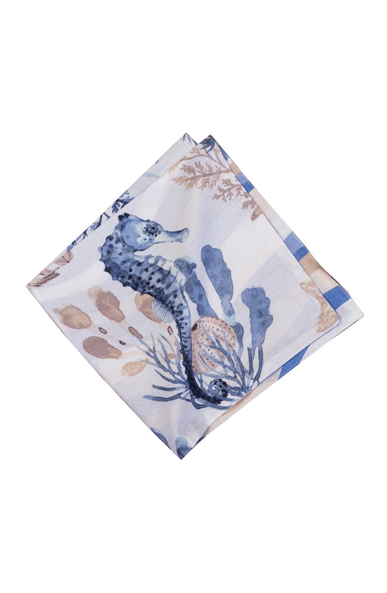 C&F Home Seahorse Sands Reversible Graphic Print Machine Washable Napkins Set of 6, Alternate, color, Gold