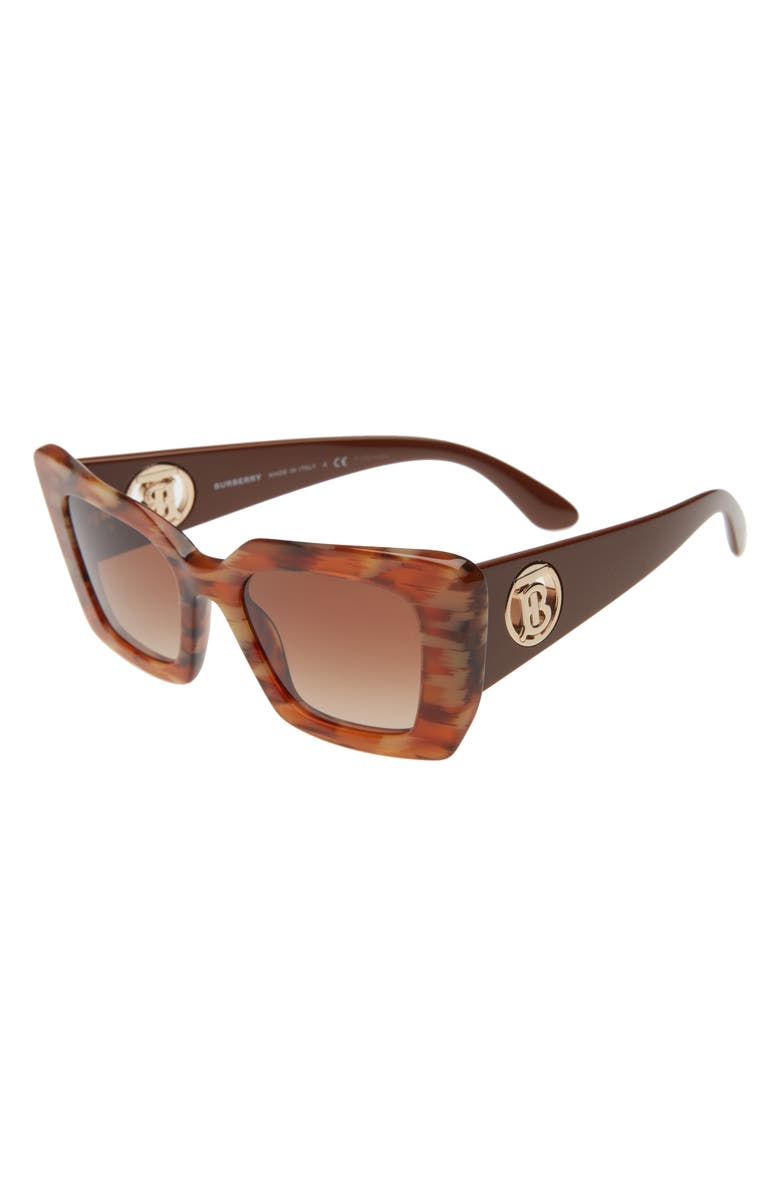 Burberry 51mm Square Sunglasses, Alternate, color, Spotted Brown/ Gradient Brown