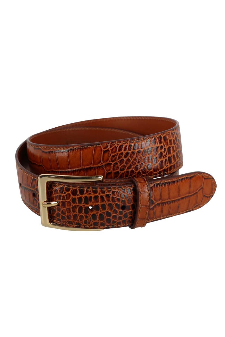 Chance Mock Mini-african Alligator Embossed Italian Leather Belt, Alternate, color, Cognac