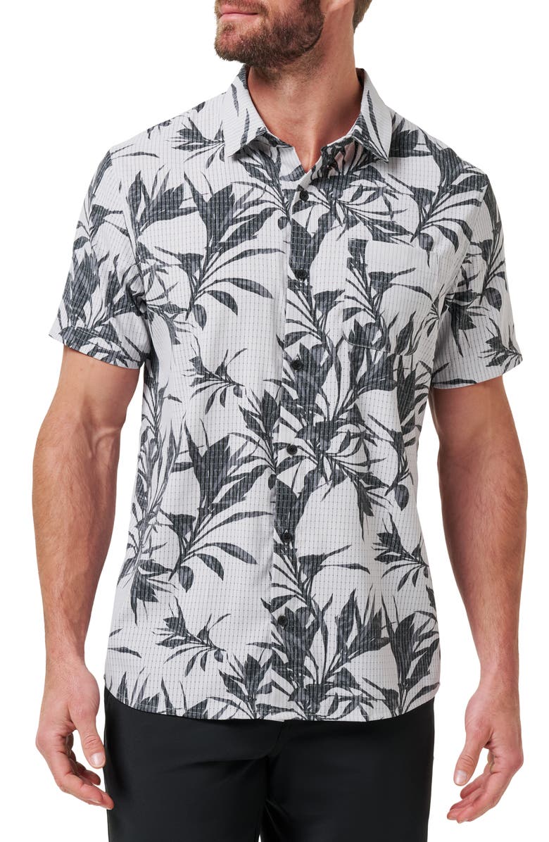 TravisMathew Light Map Short Sleeve Button-Up Shirt, Main, color,