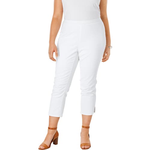 Jessica London Stretch Denim Crop Jeggings In White