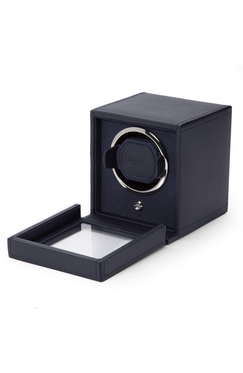 WOLF Cub Single Watch Winder with Cover, Alternate, color, Navy