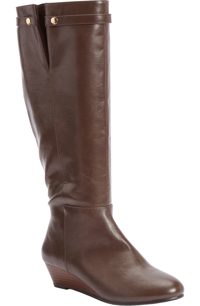 Comfortview The Ellington Wide Calf Boot, Main, color, Dark Brown