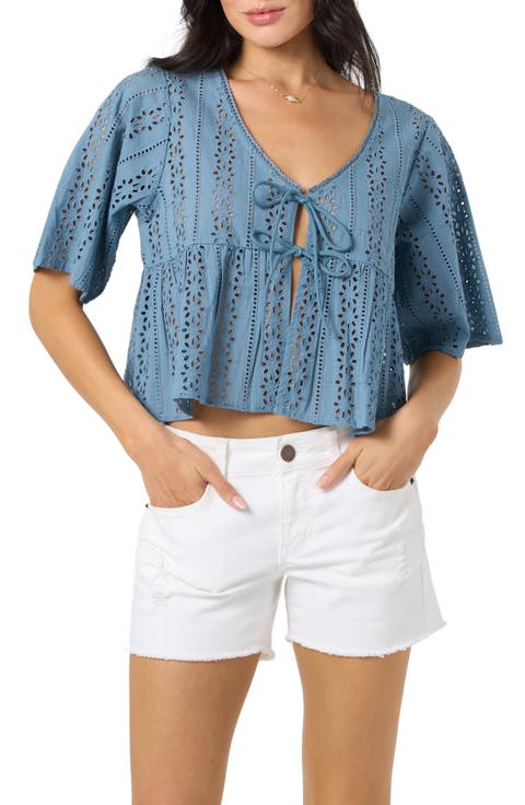 Loni Eyelet Babydoll Top
