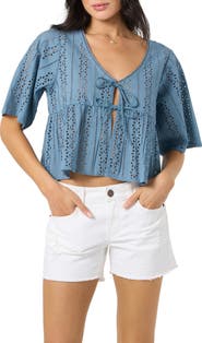 O'Neill Loni Eyelet Babydoll Top