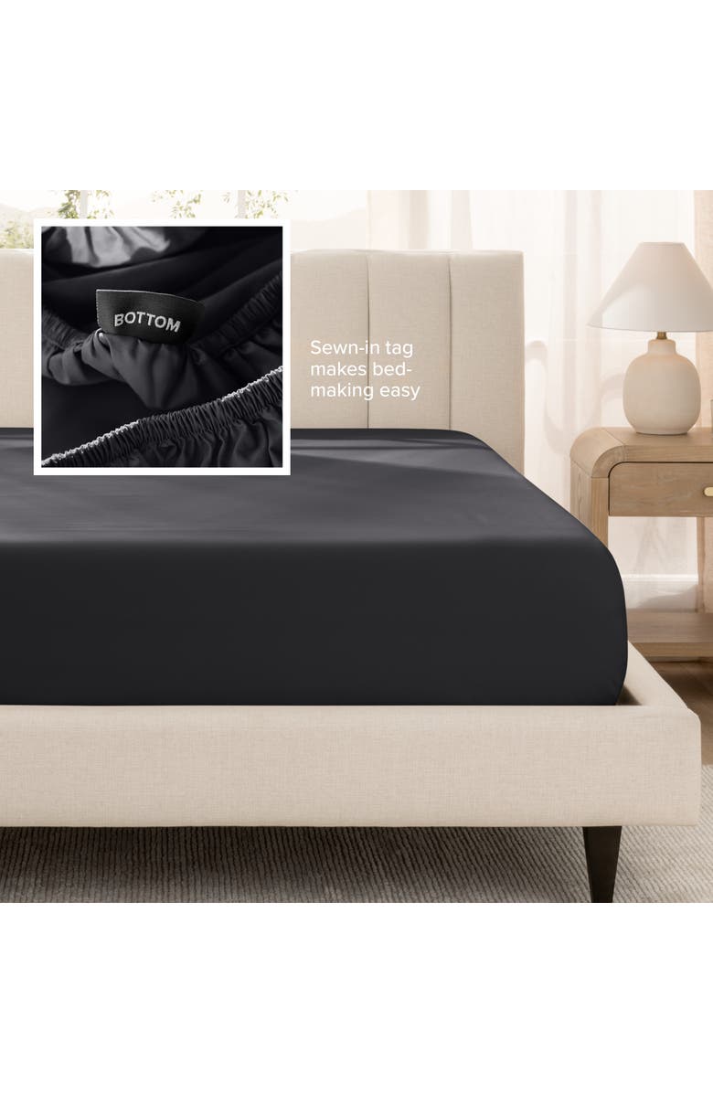 Bare Home 400 Thread Count Organic Cotton Sateen Fitted Sheet, Alternate, color, Black