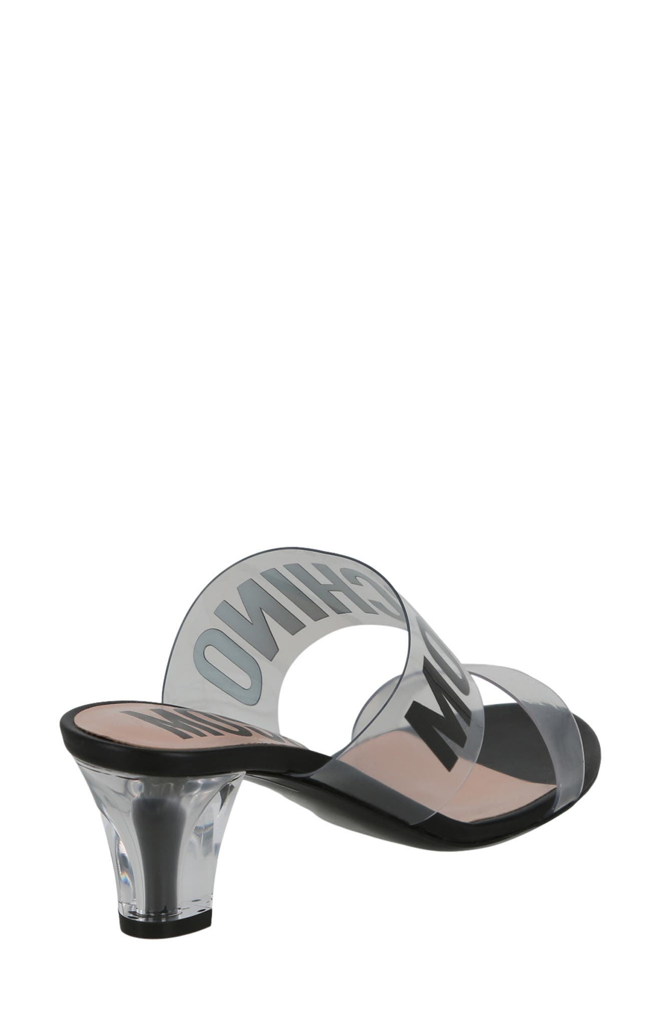 Moschino Clear Strap Sandal, Alternate, color, Transparent Black