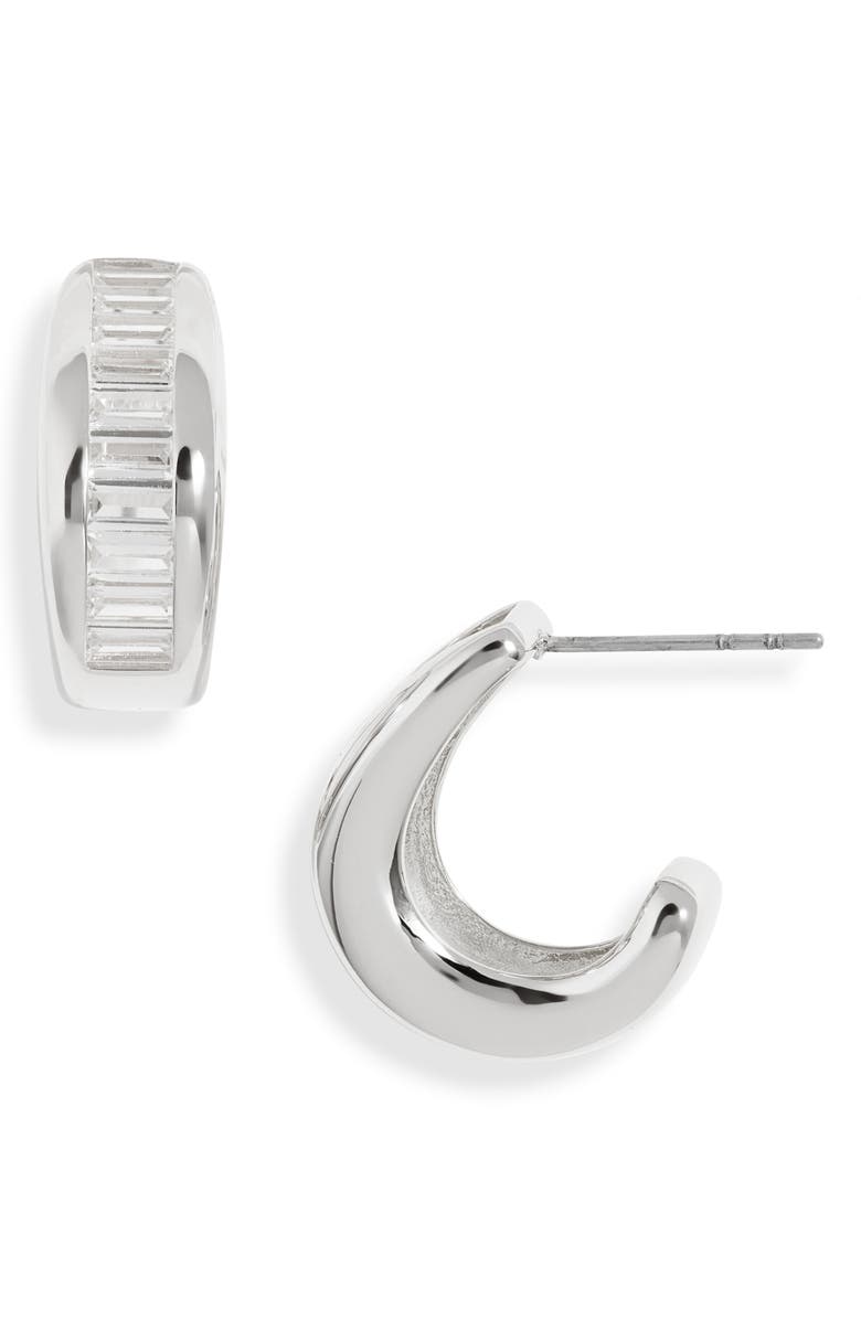 Nordstrom Baguette Cubic Zirconia Hoop Earrings, Main, color, 