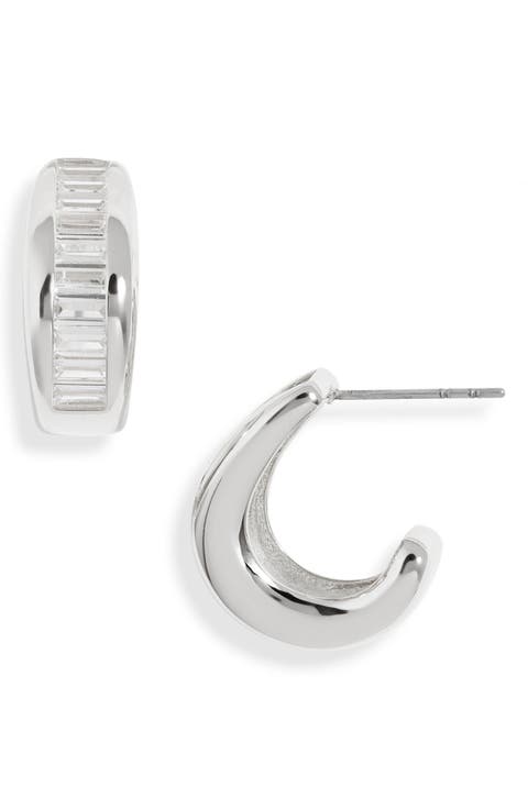 Baguette Cubic Zirconia Hoop Earrings
