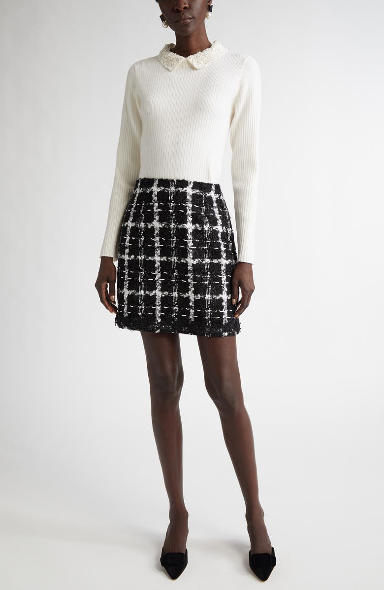 Carolina Herrera Removable Embellished Collar Wool Rib Sweater, Alternate, color, 