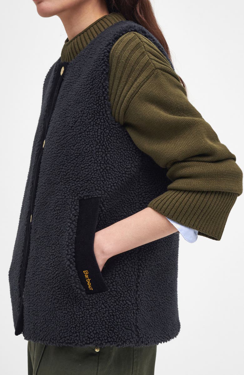 Barbour Dulsie High Pile Fleece Quilted Vest, Alternate, color, Black/ Classic