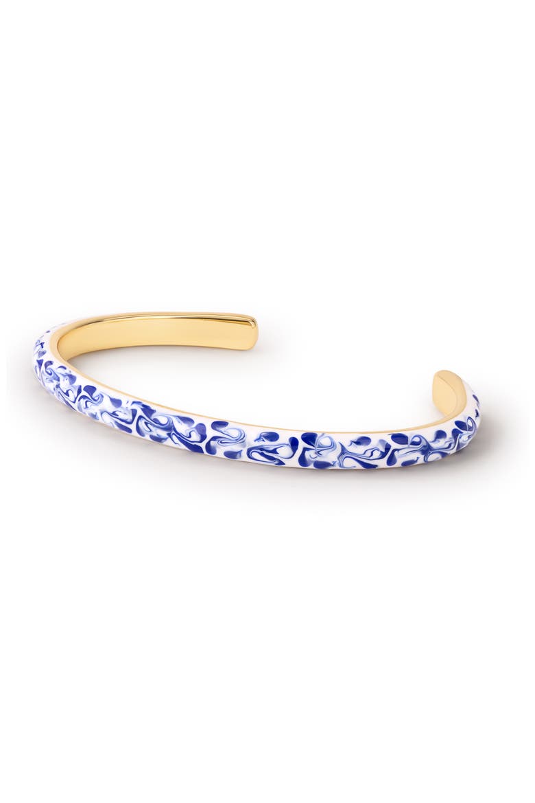 Arlo Marble Enamel Cuff Bracelet, Alternate, color, GOLD / MARBLE BLUE