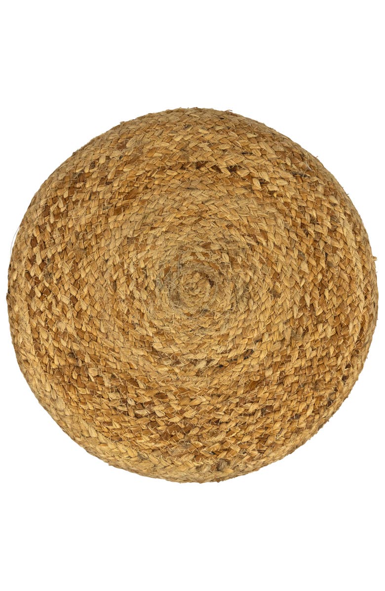 Northlight 15" Beige Braided Jute and Wood Handmade Three Legged Foot Stool, Alternate, color, Beige