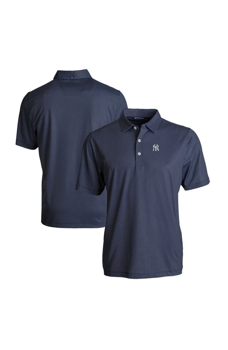 Cutter & Buck Men's Cutter & Buck Navy/White New York Yankees Pike Eco Symmetry Print Stretch Recycled Polo, Alternate, color, Navy
