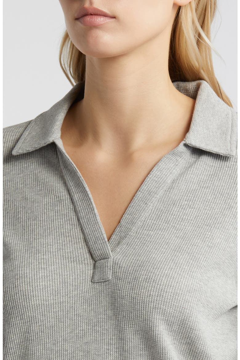 Long Sleeve Thermal Polo, Alternate, color, GREY HEATHER