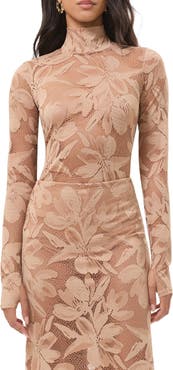 AFRM Zadie Sheer Floral Lace Turtleneck Top