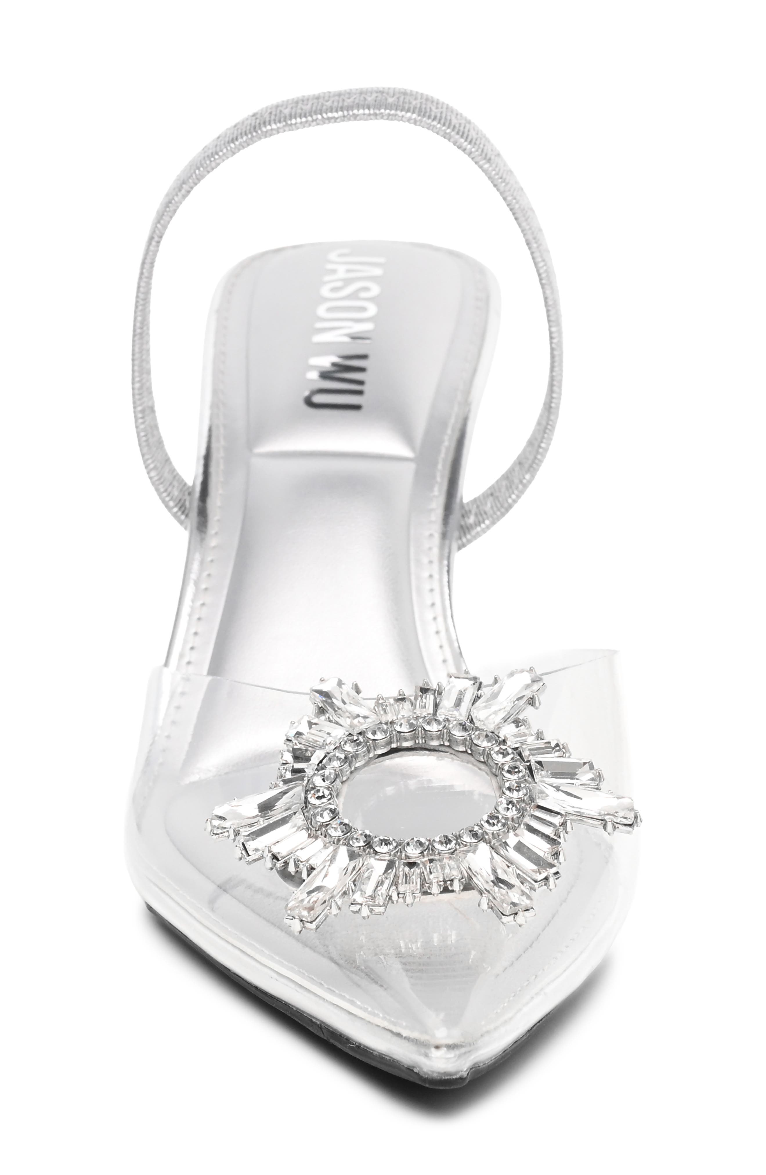 Jeweled Clear Mule, Alternate, color, SILVER/ CLEAR STONE