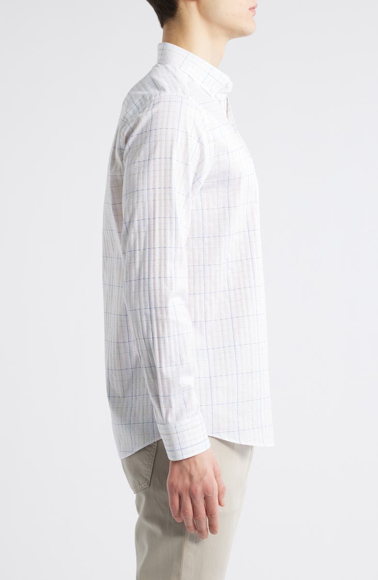 Johnston & Murphy XC4<sup>®</sup> Windowpane Print Performance Button-Down Shirt, Alternate, color, White Multi
