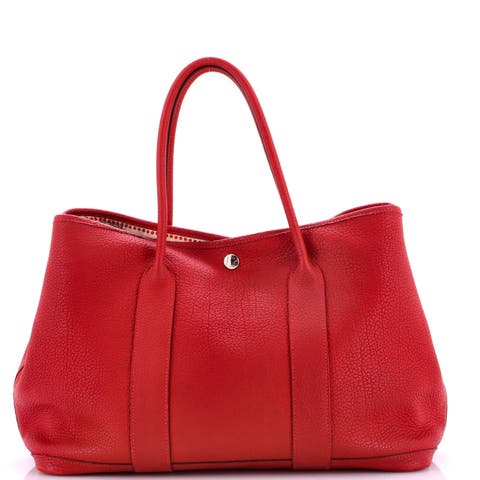 Garden Party Tote Leather with Printed Interior 36