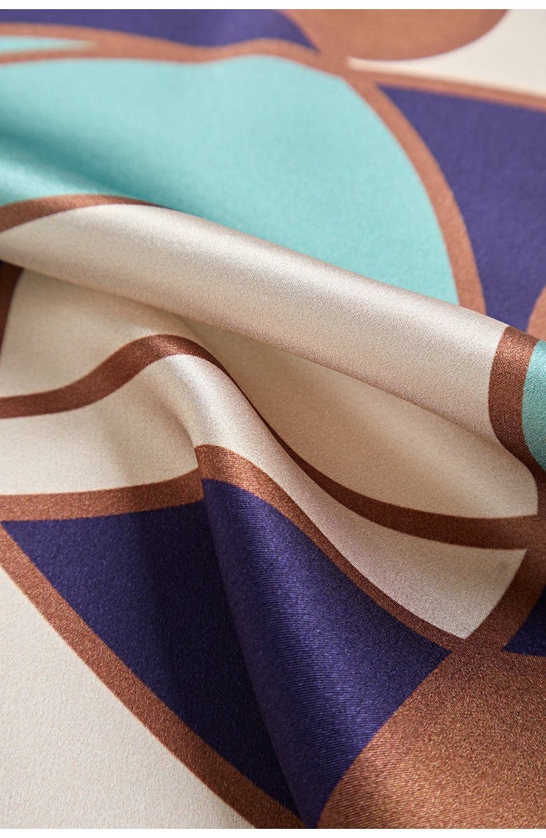 SILKSILKY Pure silk colored square scarf, Alternate, color, Brown