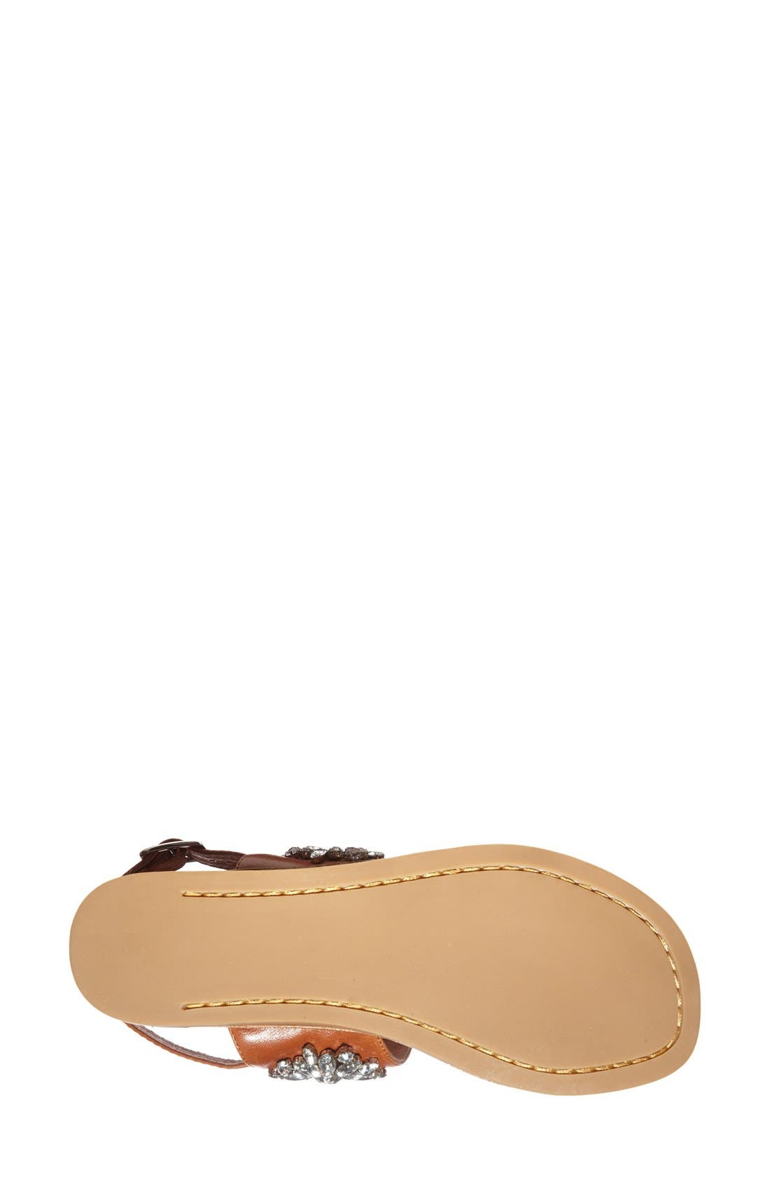 'Dola' Jeweled Leather Sandal, Alternate, color, TAN/ CLEAR