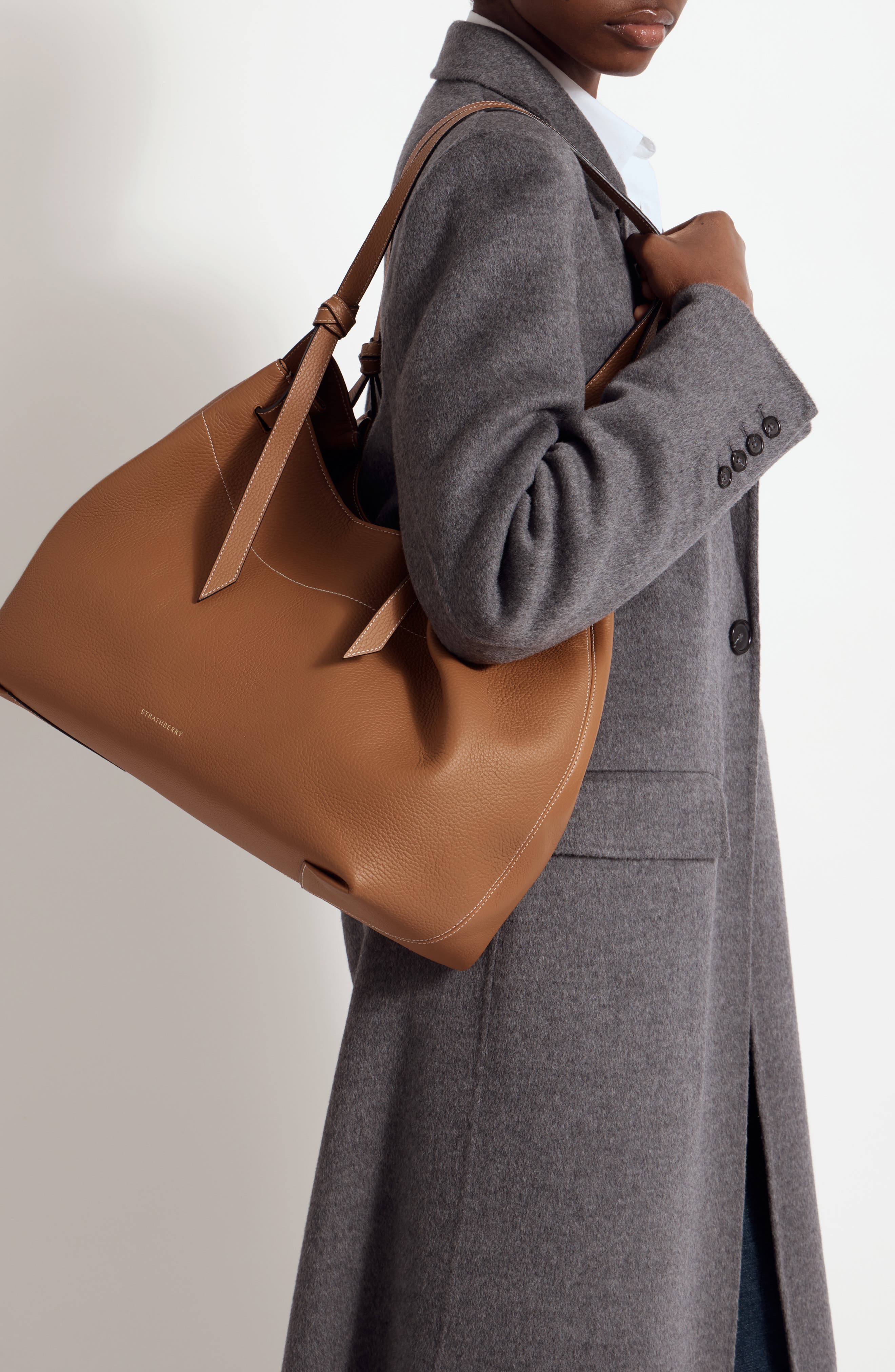 Strathberry Barra Leather Tote, Alternate, color, Tan