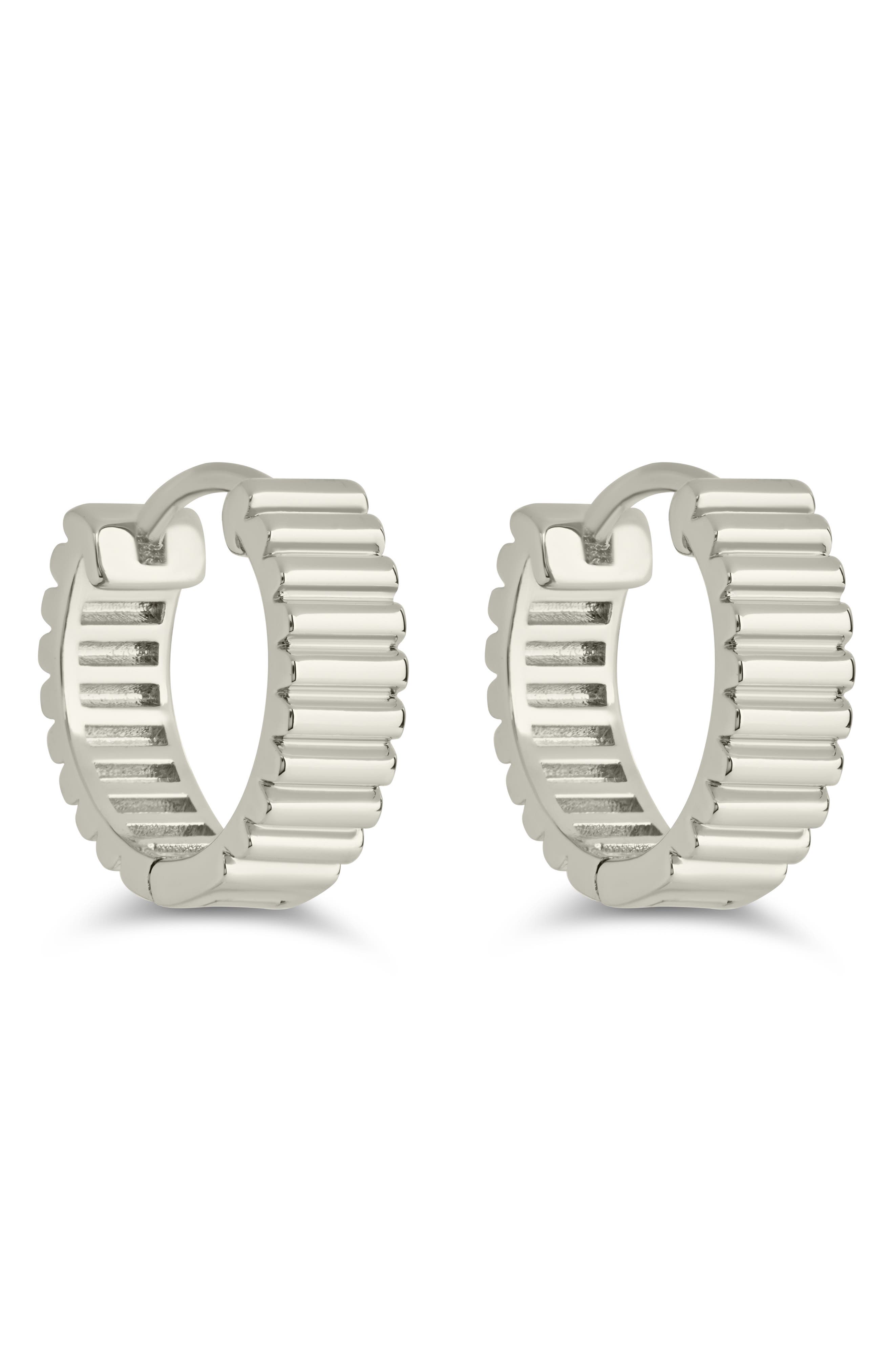 Sterling Forever Lila Ribbed Huggie Hoop Earrings
