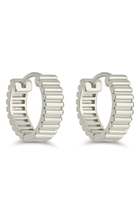 Lila Ribbed Huggie Hoop Earrings