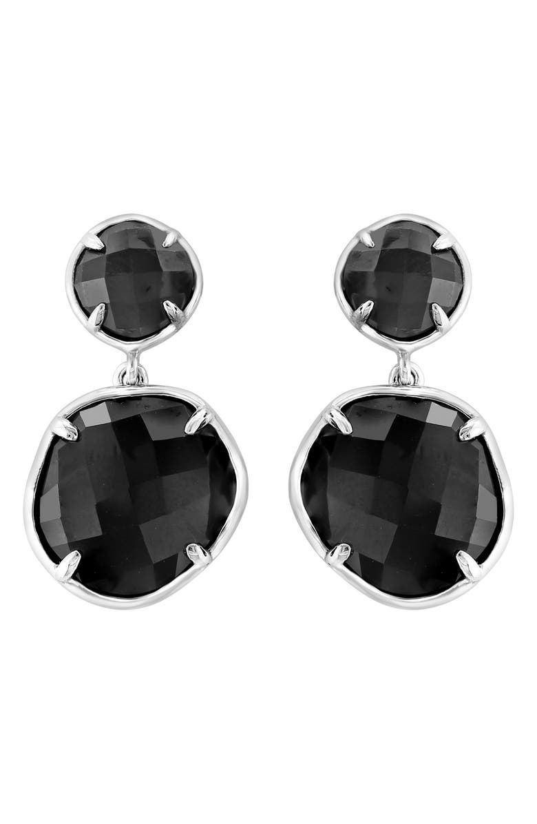 EFFY Sterling Silver Onyx Double Drop Earrings, Main, color, Black