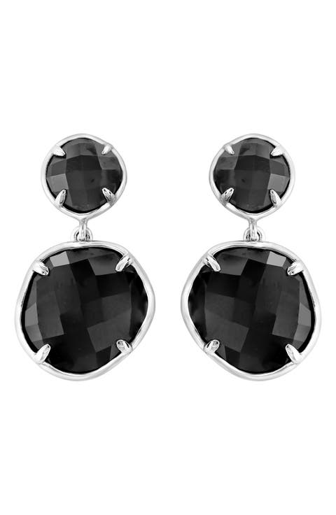 Sterling Silver Onyx Double Drop Earrings
