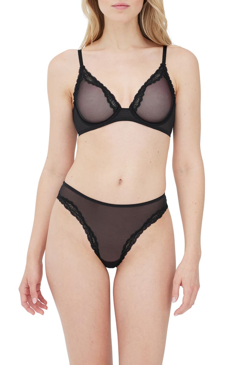Skarlett Blue Passion Underwire Plunge Unlined Mesh Bra, Alternate, color,