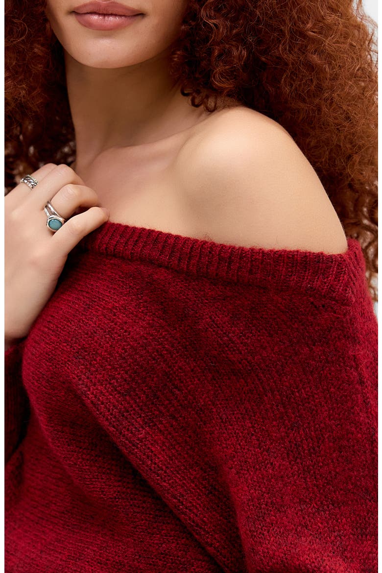 Jordan Slouch Off the Shoulder Sweater, Alternate, color, RED