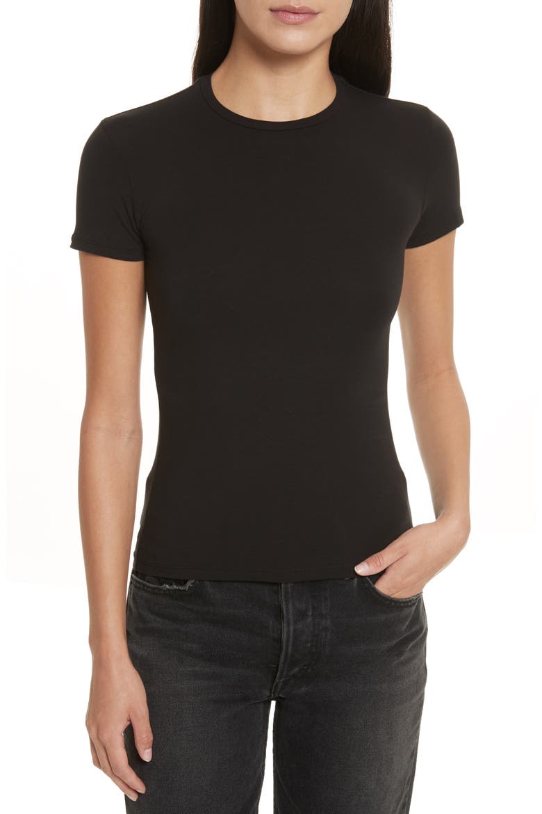 Stretch Pima Cotton Baby Tee, Main, color, BLACK