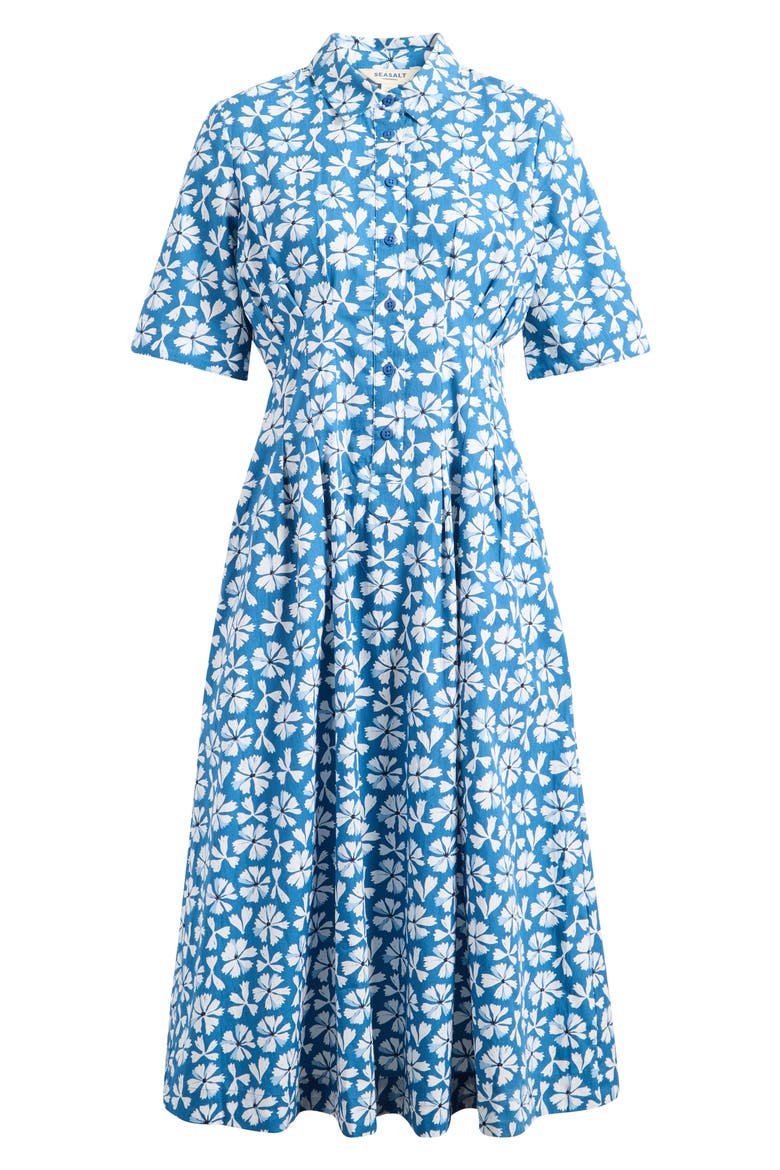 Organic Cotton Midi Shirtdress, Alternate, color, BOLD CORNFLOWER SAILBOATS