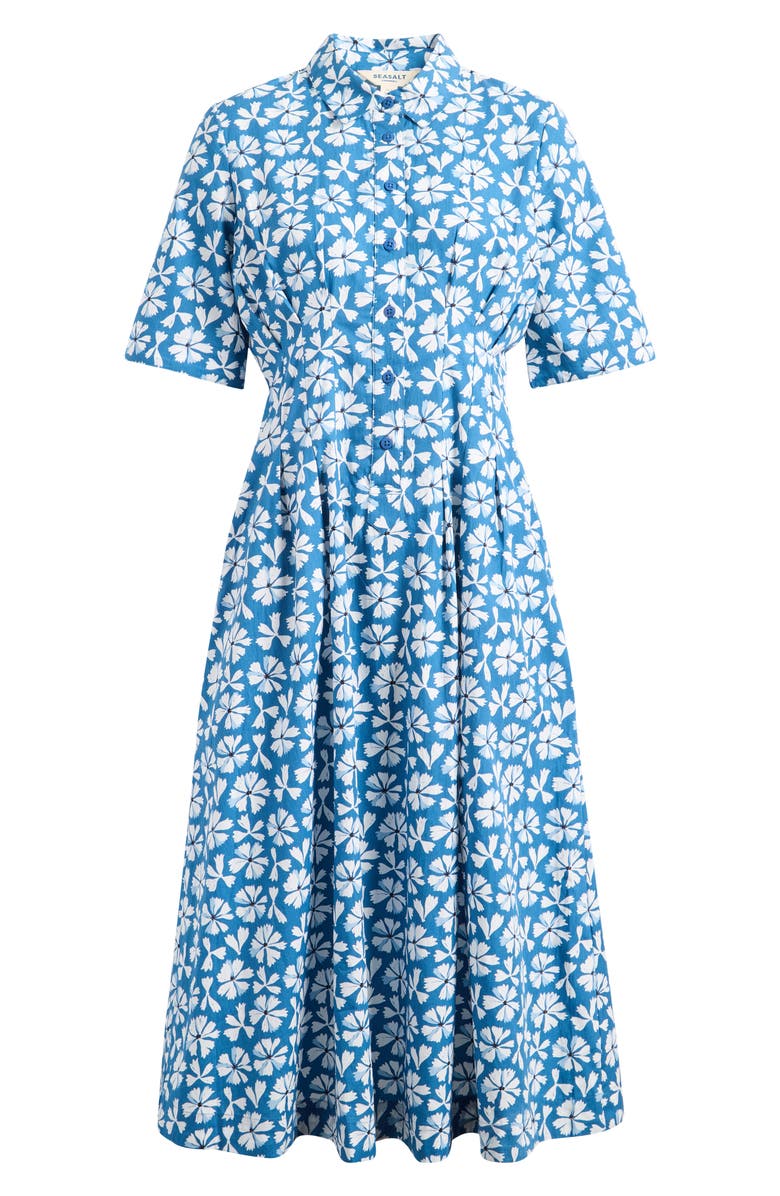 Seasalt Cornwall Organic Cotton Midi Shirtdress, Main, color, Bold Cornflower Sailboats